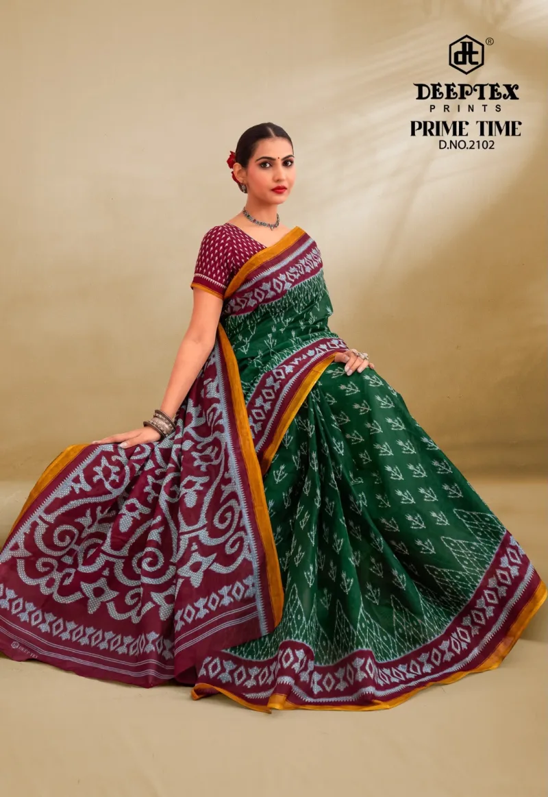 Prime Time Vol 21 By Deeptex Heavy Cotton Printed Saree